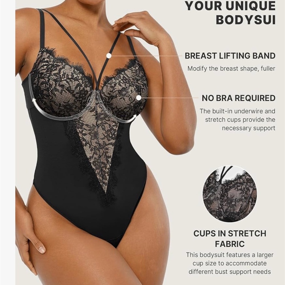 Chic Black Lace Bodysuit